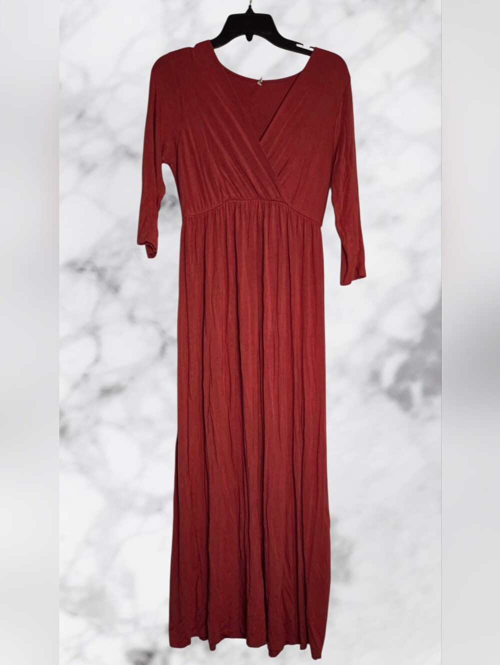 ​Mother Bee Maternity Nursing Maxi Dress Papaya Brick Orange Large
